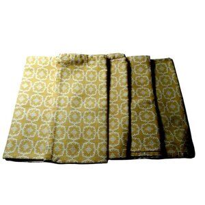 Cloth Napkins Butter Yellow Dinner Party Cotton Spring Linen Retro Print 5pc